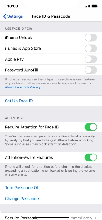 Press Turn Passcode Off and key in the phone lock code.