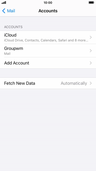 Press the name of the email account you've just set up. Press the name of the email account you've just set up.