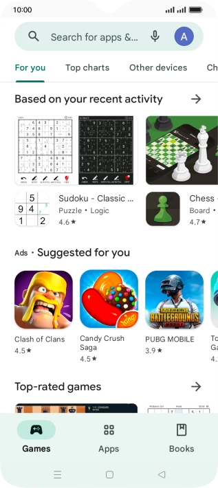 Press the search field.