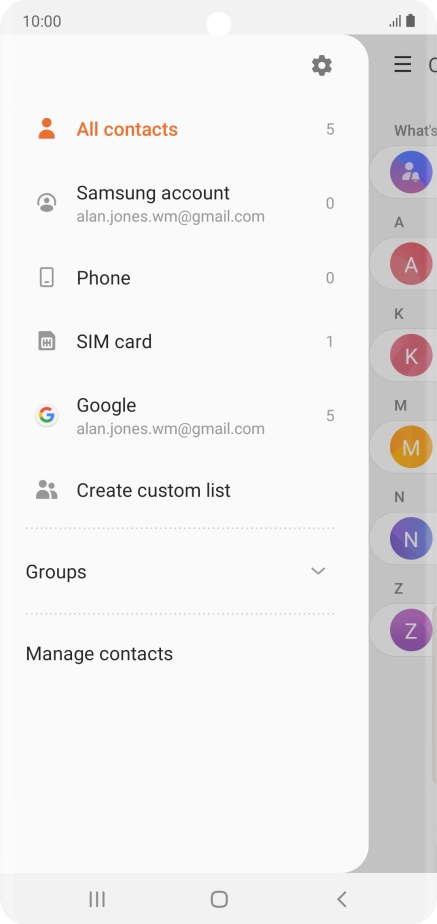 Press Manage contacts. Press Manage contacts.