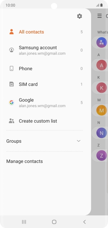 Press Manage contacts. Press Manage contacts.