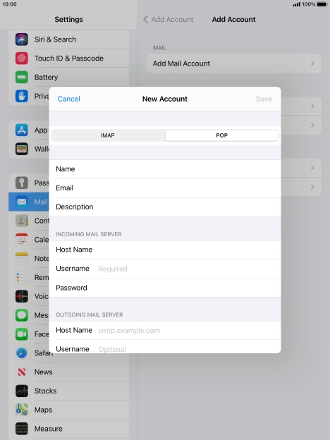 Press Username and key in the username for your email account. Press Username and key in the username for your email account.