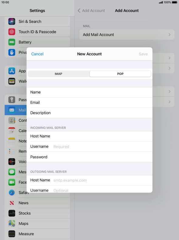 Press Username and key in the username for your email account. Press Username and key in the username for your email account.