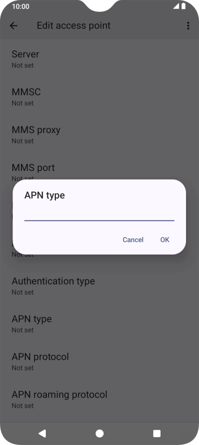 Key in default and press OK.