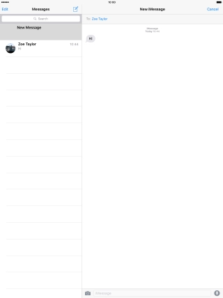 Press the text input field and write the text for your iMessage. Press the text input field and write the text for your iMessage.