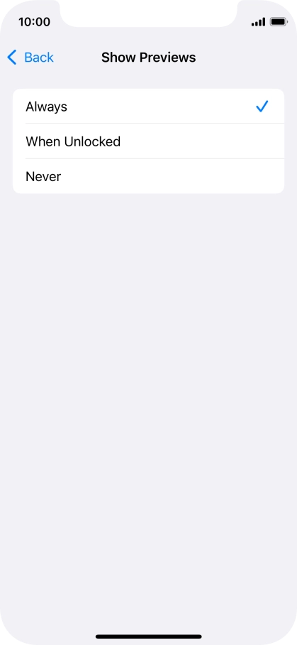 To select notification preview on the lock screen, press Always.