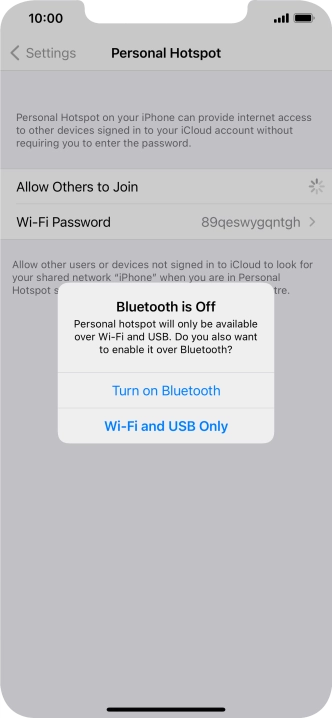 If Wi-Fi is turned on, press Wi-Fi and USB Only.