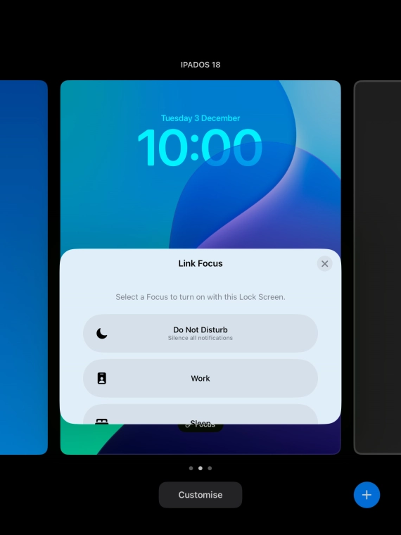 Press the required focus mode.