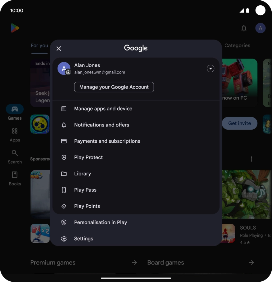 Press Manage apps and device.