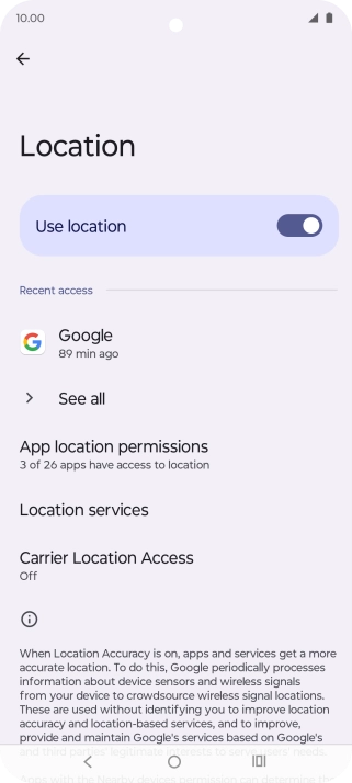 Press App location permissions.