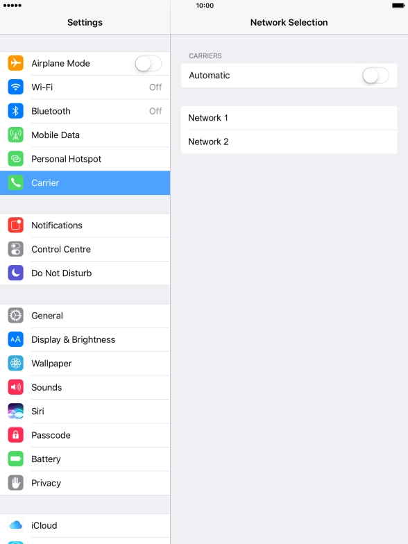 If you turn off the function, press the required network.