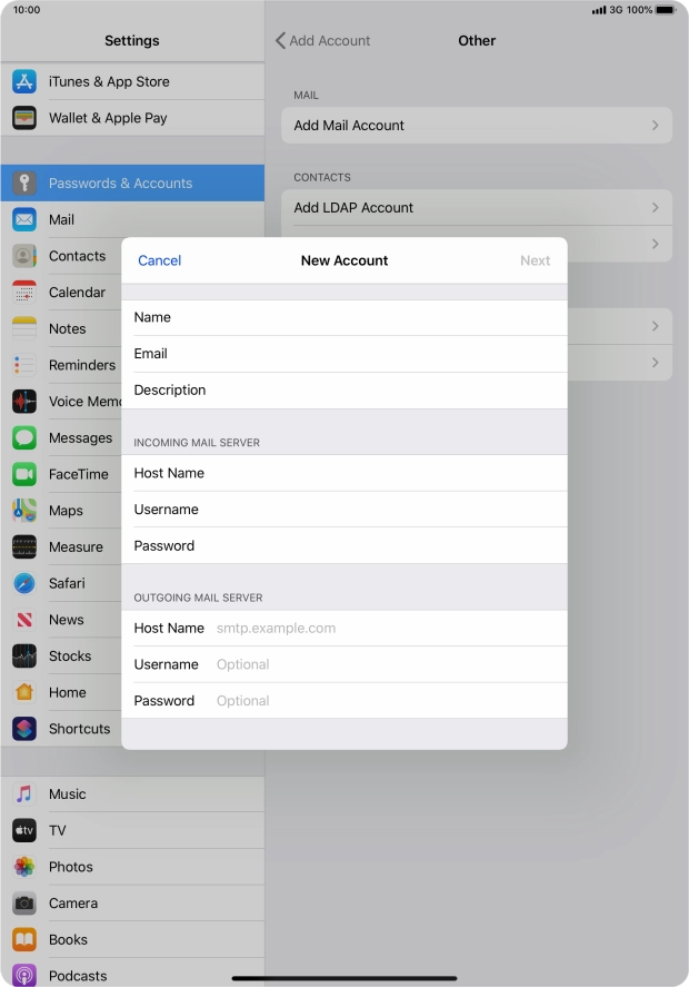 Press Host Name and key in the name of your email provider's outgoing server. Please note that if you can't send email messages when using your email provider's outgoing server, key in smtp.vodafone.net.au (Vodafone's outgoing server).