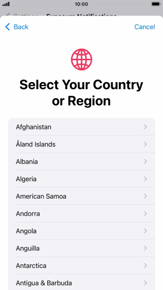 Press the required country.