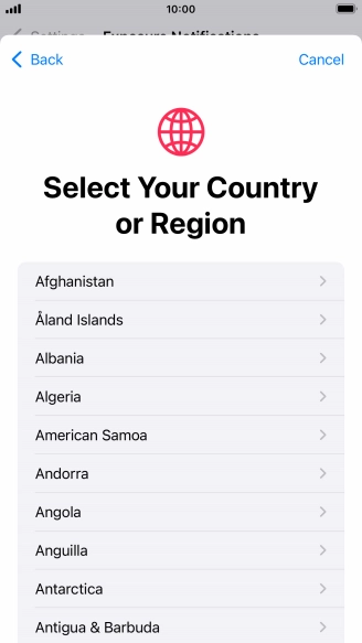 Press the required country.