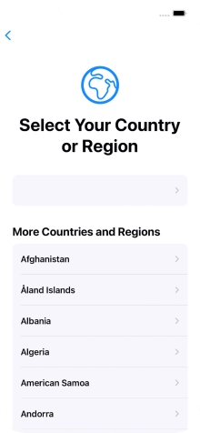 Press the required country or area.