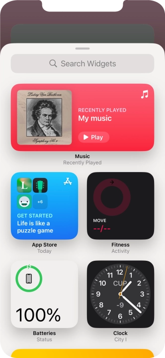Press the required widget.