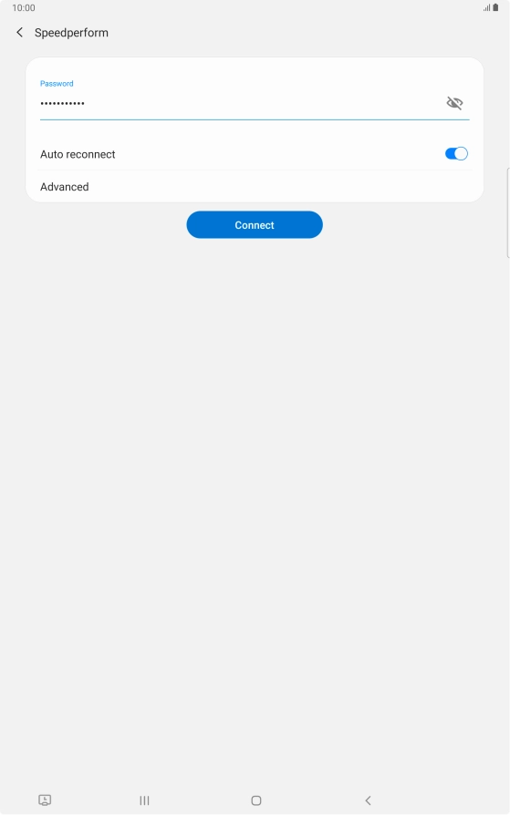 Key in the password for the Wi-Fi network and press Connect.