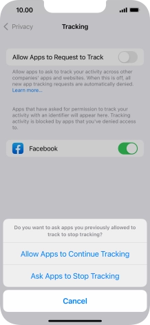 If you turn off the function, press the required setting.
