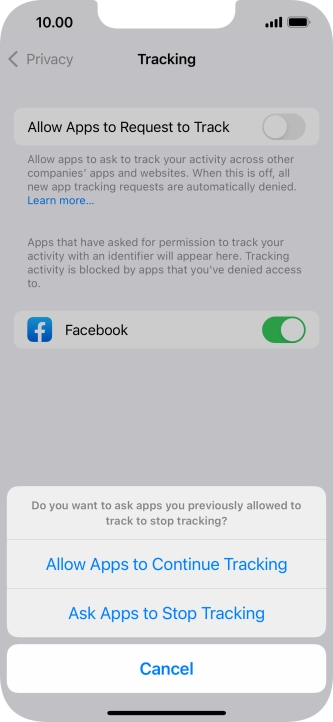 If you turn off the function, press the required setting.