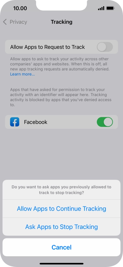 If you turn off the function, press the required setting.