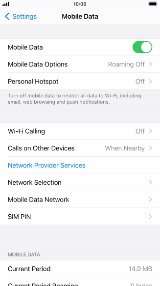 Press Mobile Data Options.