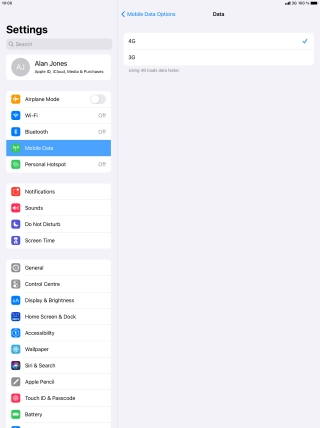 Press the required network mode.