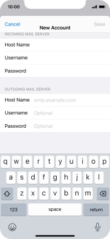 Press Host Name and key in the name or IP address of your email provider's outgoing server. Please note that if you can't send email messages when using your email provider's outgoing server, key in smtp.vodafone.net.au (Vodafone's outgoing server).