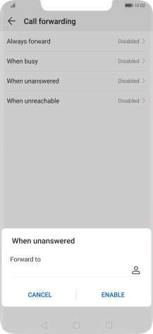 Key in +61414121121 and press ENABLE.
