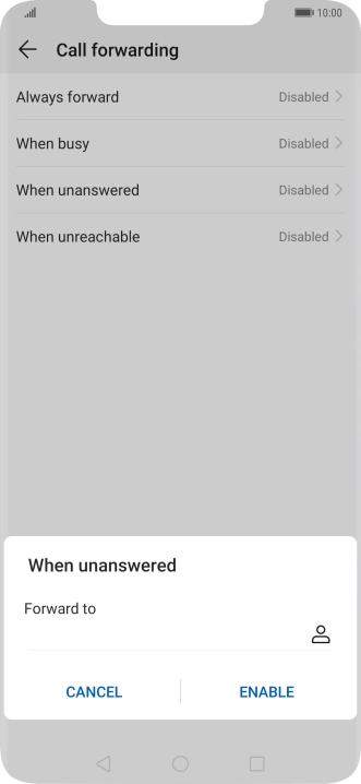 Key in +61414121121 and press ENABLE.