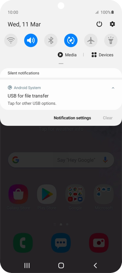 Press Tap for other USB options..