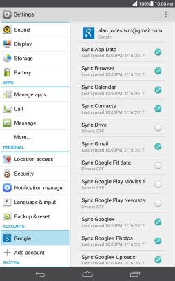 Press Sync Contacts to turn on the function.