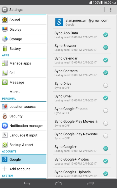 Press Sync Contacts to turn on the function.