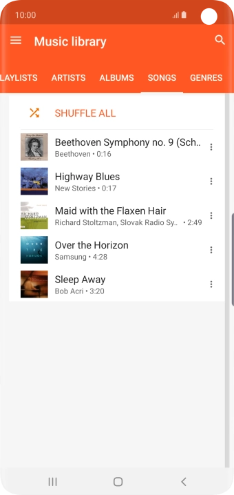 Press the required audio file.