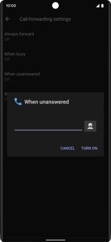 Key in +61414121121 and press TURN ON.