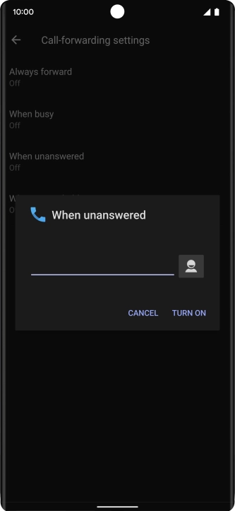 Key in +61414121121 and press TURN ON.