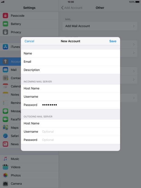 Press Username and key in the username for your email account. Please note that if you're using Vodafone's outgoing server, leave the username field empty. Press Username and key in the username for your email account. Please note that if you're using Vodafone's outgoing server, leave the username field empty.