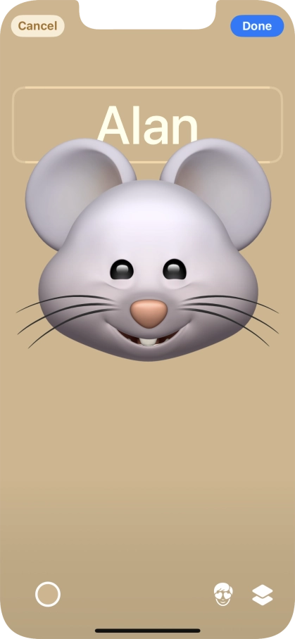 Press the name field and follow the instructions on the screen to select the required font and colour for your name on the Contact Poster.