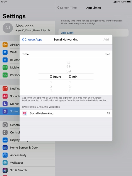 Set the required time limit for use of the selected category. Set the required time limit for use of the selected category.