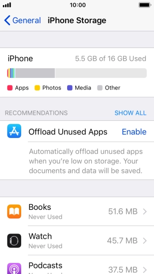 Press the required app.