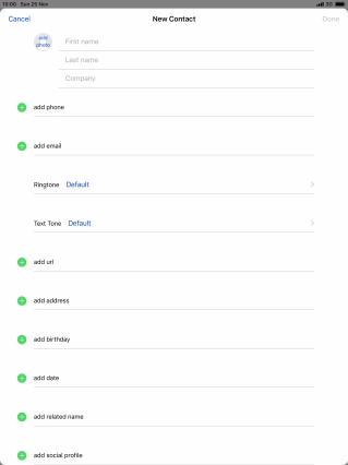 Press First name and key in the first name.