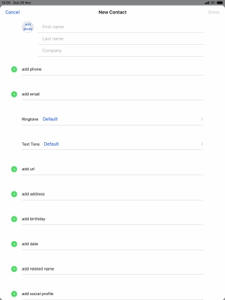 Press First name and key in the first name.