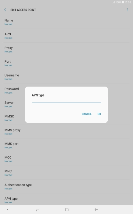 Key in default and press OK.
