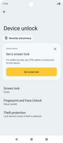 Press Fingerprint and Face Unlock.