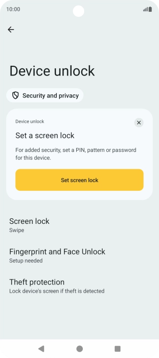 Press Fingerprint and Face Unlock.