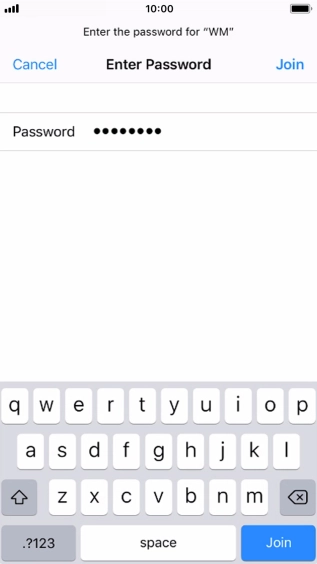 Key in the password for the Wi-Fi network and press Join.