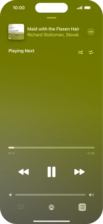 Press the shuffle icon to turn the function on or off.
