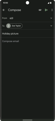 Press the text input field and write the text for your email message.