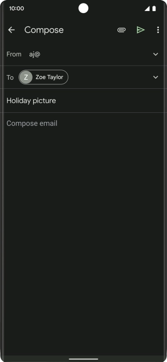 Press the text input field and write the text for your email message.