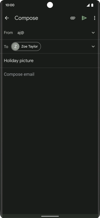 Press the text input field and write the text for your email message.