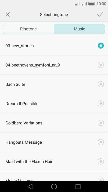 Once you've found a ring tone you like, press the confirm icon.